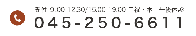 受付時間 9:00～12:30/15:00〜19:00 日祝・木土午後休診 045-250-6611